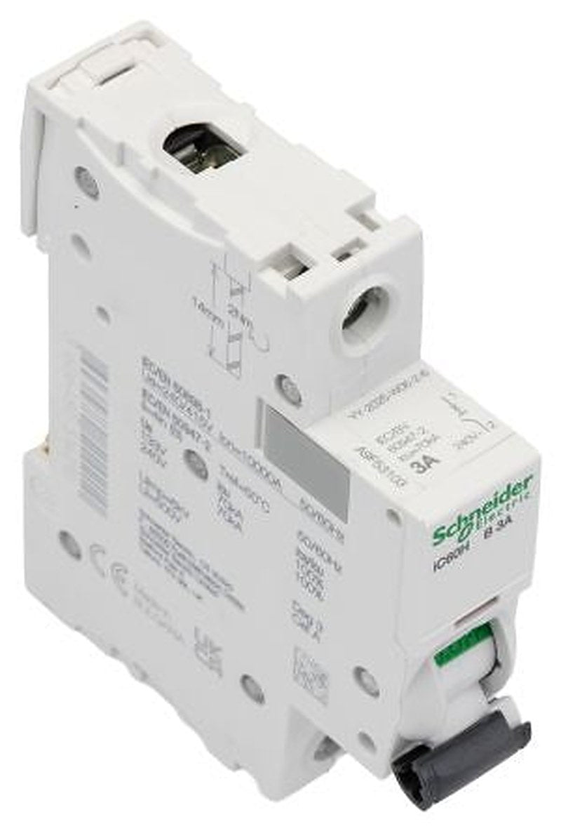 Schneider Electric Acti9 iC60H Miniature Circuit Breaker, 1-Pole, 3A, Type B, 240V ac AC, 48 V dc DC, 10 kA Breaking