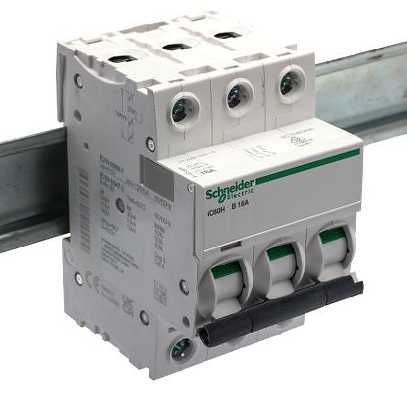 Schneider Electric Acti9 iC60H Miniature Circuit Breaker, 3-Pole, 16A, Type B, 12V, 133 V, 220 V, 240 V, 380 V, 415 V,