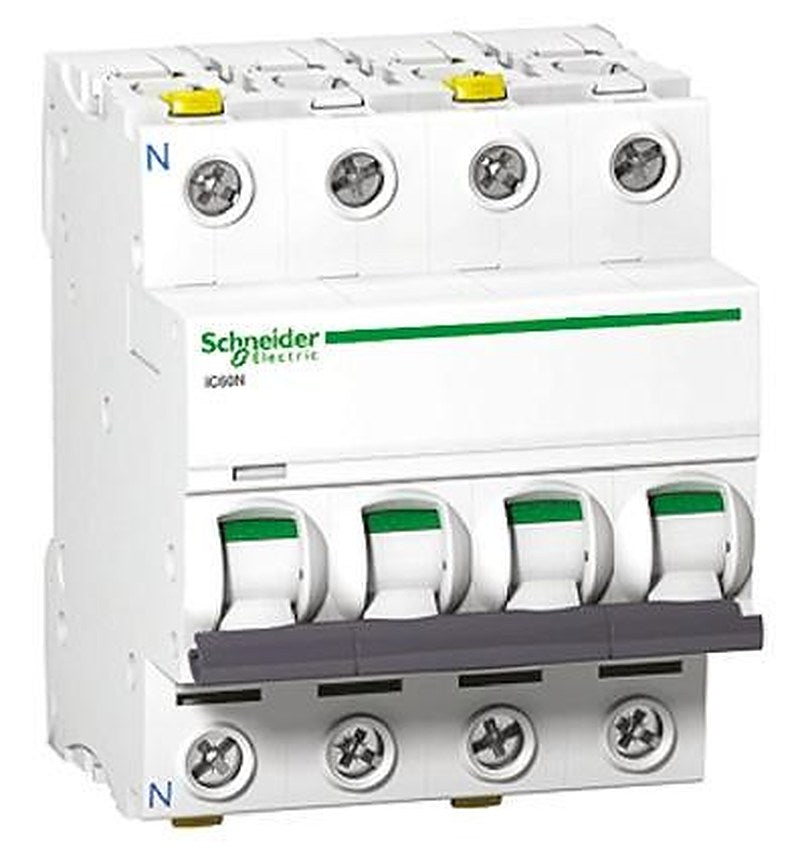 Schneider Electric Acti9 iC60H Miniature Circuit Breaker, 4-Pole, 63A, Type B, 12V, 133 V, 220 V, 240 V, 380 V, 415 V,