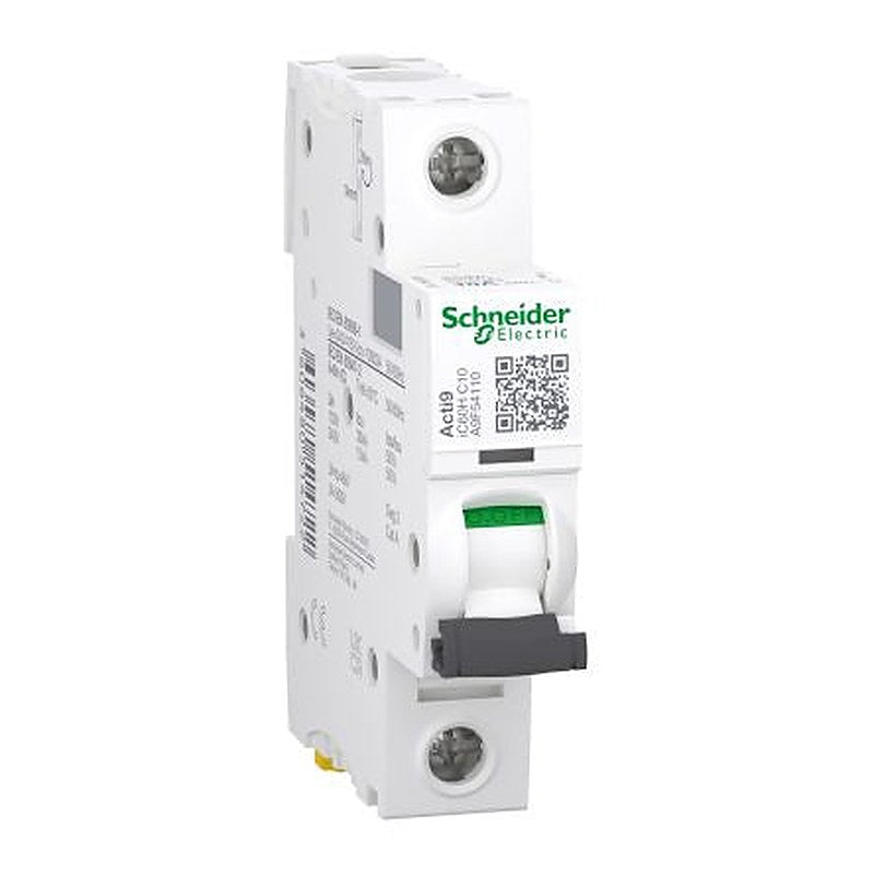 Schneider Electric Acti9 iC60H Miniature Circuit Breaker, 1-Pole, 10A, Type C, 240V ac AC, 48 V dc DC, 10 kA Breaking