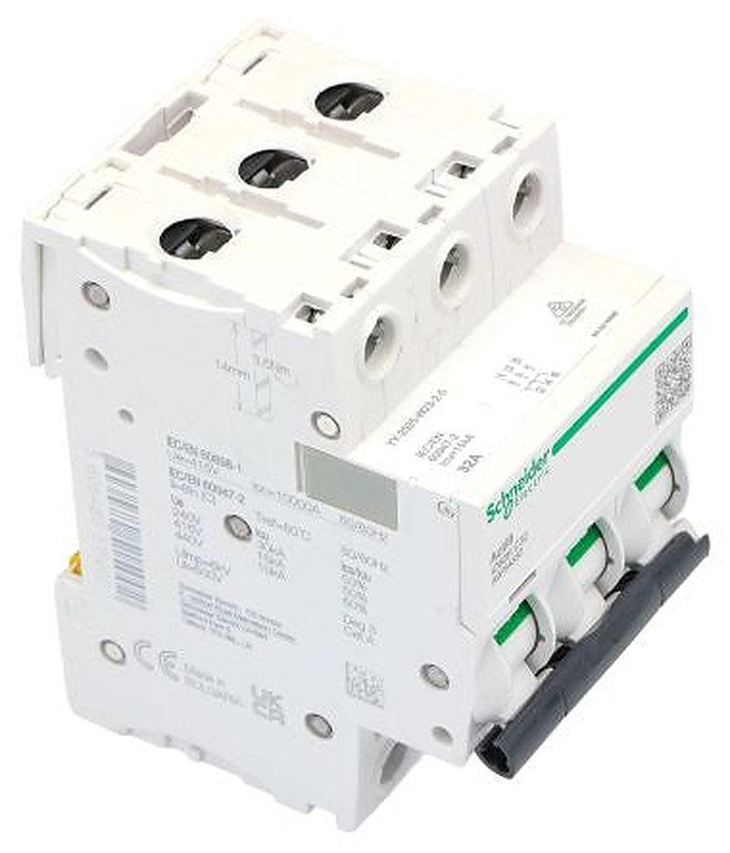 Schneider Electric Acti9 iC60H Miniature Circuit Breaker, 3-Pole, 32A, Type C, 12V, 133 V, 220 V, 240 V, 380 V, 415 V,