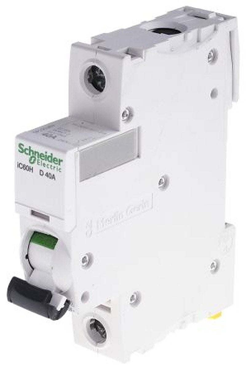 Schneider Electric Acti9 iC60H Miniature Circuit Breaker, 1-Pole, 40A, Type D, 240V ac AC, 48 V dc DC, 10 kA Breaking