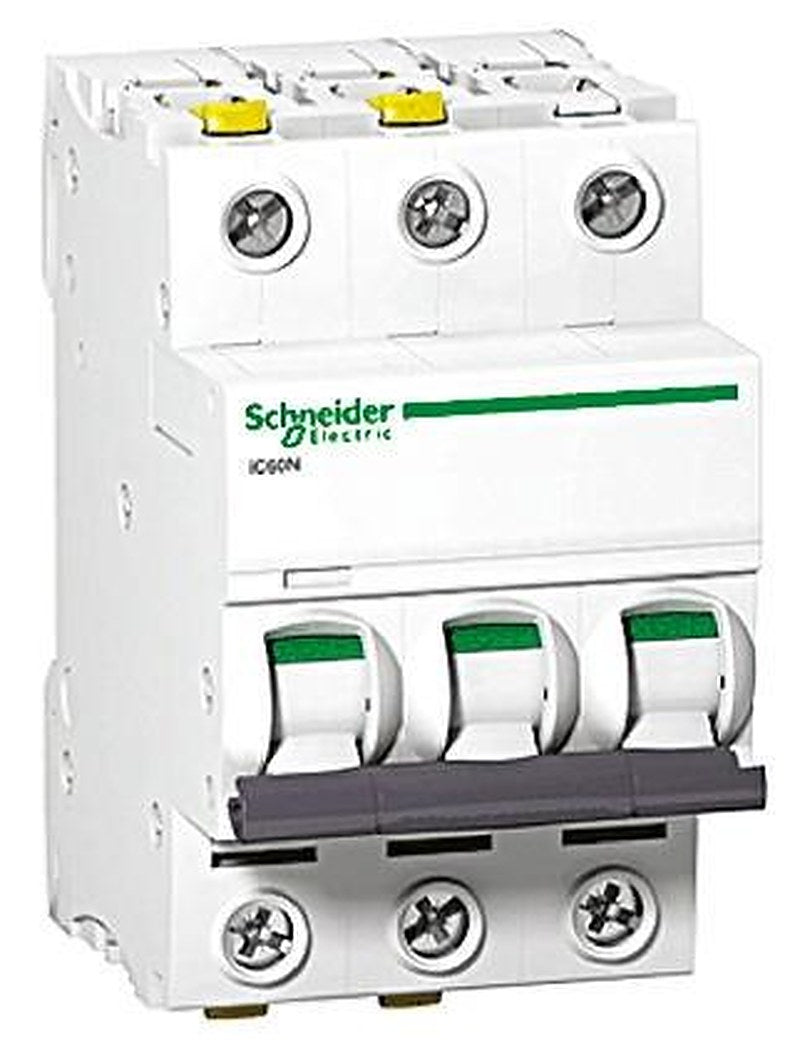 Schneider Electric Acti9 iC60H Miniature Circuit Breaker, 3-Pole, 2A, Type D, 12V, 133 V, 220 V, 240 V, 380 V, 415 V,