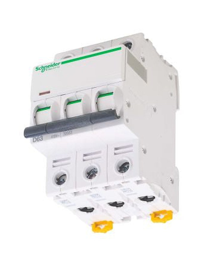 Schneider Electric Acti9 iC60H Miniature Circuit Breaker, 3-Pole, 10A, Type D, 12V, 133 V, 220 V, 240 V, 380 V, 415 V,