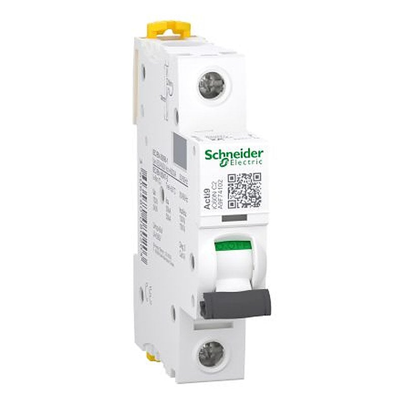Schneider Electric Acti9 Acti9 iC60 Miniature Circuit Breaker, 1-Pole, 2A, Type C, 240V ac AC, 72 V dc DC, 10 kA