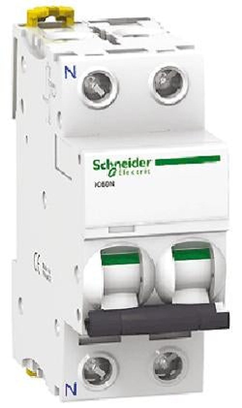 Schneider Electric Acti9 Acti9 iC60 Miniature Circuit Breaker, 2-Pole, 500mA, Type C, 440V ac AC, 125 V dc DC, 10 kA