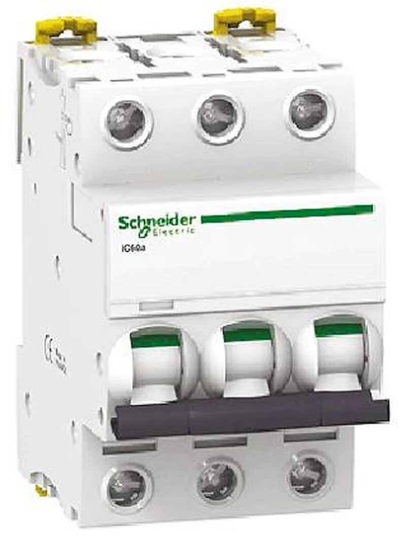 Schneider Electric Acti9 Acti9 iC60 Miniature Circuit Breaker, 3-Pole, 1A, Type C, 440V ac AC, 180 V dc DC, 10 kA