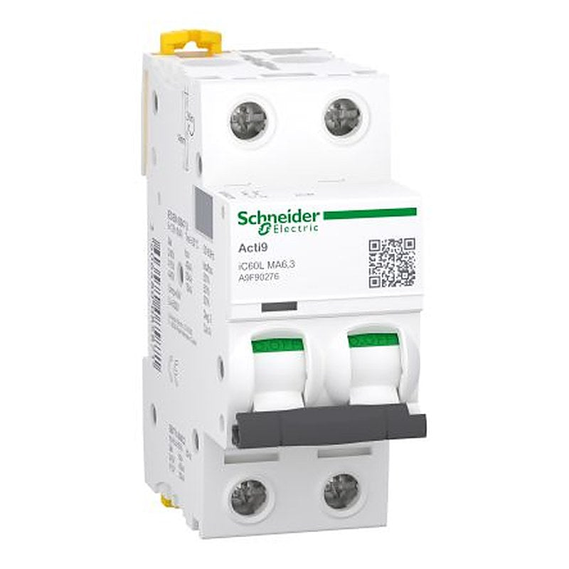 Schneider Electric Acti9 A9F Miniature Circuit Breaker, 2-Pole, 6.3A, Type AC, 440V ac AC, 40 kA Breaking Capacity