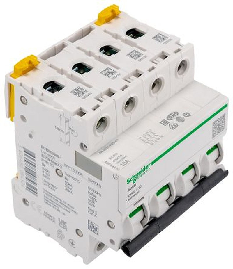 Schneider Electric Acti9 Acti9 iC60 Miniature Circuit Breaker, 4-Pole, 10A, Type C, 400V AC, 250 V DC, 20 kA Breaking