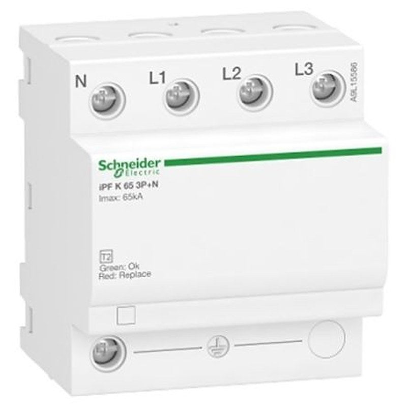 Schneider Electric 3 Phase Industrial Surge Protector, 65 kA, 1.5 kV, DIN Rail