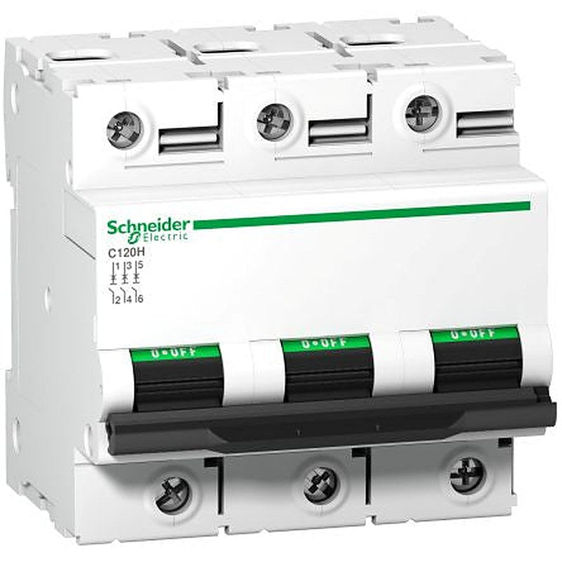 Schneider Electric Acti9 A9N1 Miniature Circuit Breaker, 3-Pole, 100A, Type D, 375 V dc DC, 15000 A Breaking Capacity