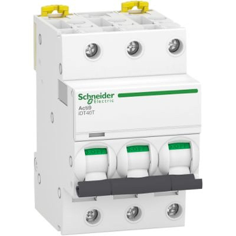 Schneider Electric Acti9 Acti9 iDT40 Miniature Circuit Breaker, 3-Pole, 25A, Type C, 4500 A Breaking Capacity