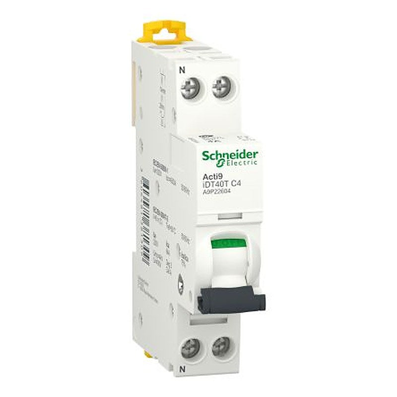Schneider Electric Acti9 Acti9 iDT40T Miniature Circuit Breaker, 1-Pole, 4A, Type C, 4.5 kA Breaking Capacity