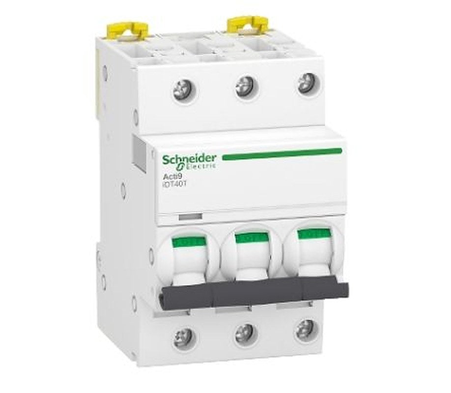 Schneider Electric Acti9 Acti9 iDT40 Miniature Circuit Breaker, 3-Pole, 20A, Type D, 4500 A Breaking Capacity