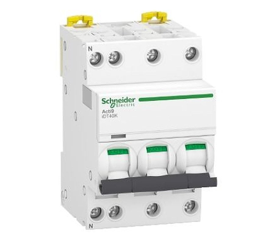 Schneider Electric Acti9 Acti9 iDT40K Miniature Circuit Breaker, 3+N-Pole, 16A, Type C, 400V ac AC, 4500 A Breaking