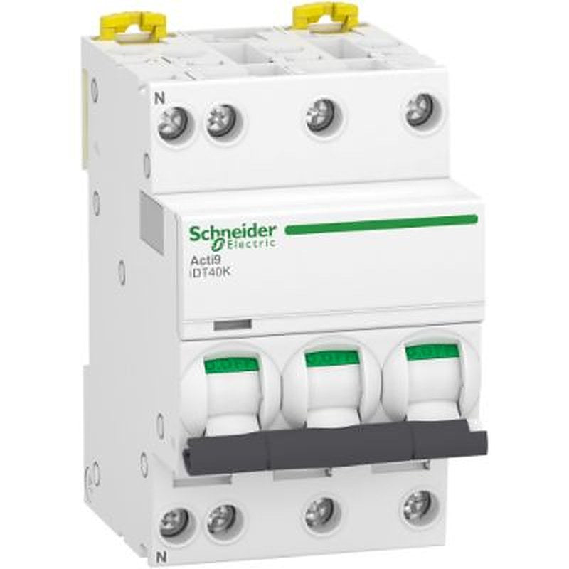 Schneider Electric Acti9 Acti9 iDT40K Miniature Circuit Breaker, 3-Pole, 25A, Type C, 4500 A Breaking Capacity