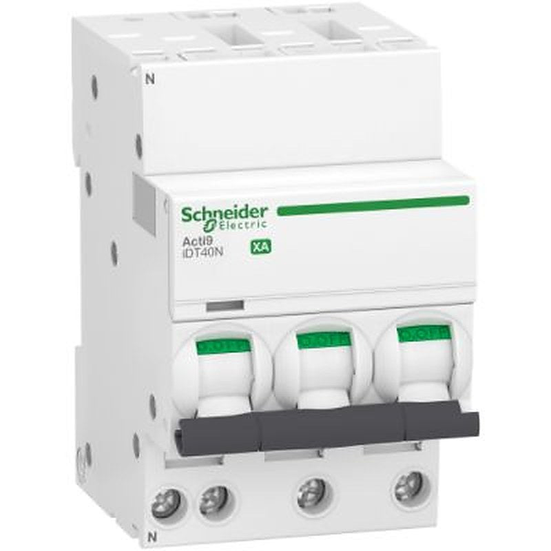 Schneider Electric Acti9 Acti9 iDT40 Miniature Circuit Breaker, 3-Pole, 6A, Type C, 6000 A Breaking Capacity
