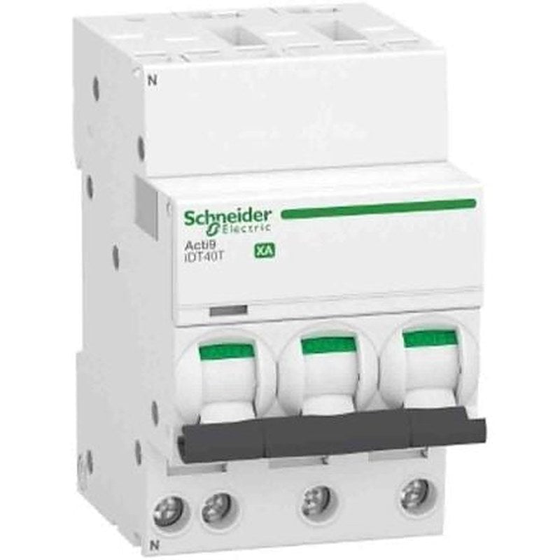 Schneider Electric Acti9 Acti9 iDT40 Miniature Circuit Breaker, 3-Pole, 32A, Type C, 10 kA Breaking Capacity