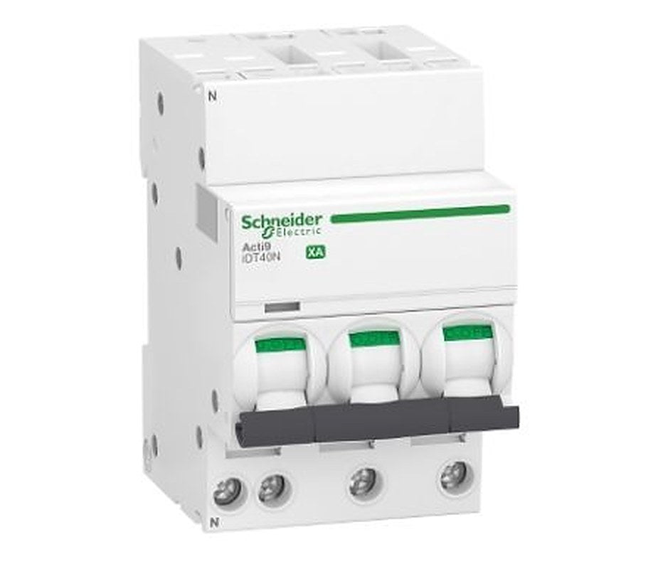 Schneider Electric Acti9 Acti9 iDT40N XA Miniature Circuit Breaker, 3-Pole, 40A, Type C, 400V ac AC, 6000 A Breaking
