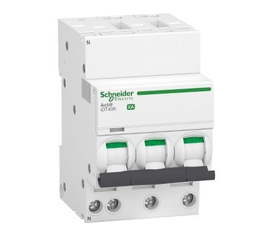 Schneider Electric Acti9 Acti9 iDT40K XA Miniature Circuit Breaker, 3-Pole, 25A, Type C, 230V ac AC, 4500 A Breaking