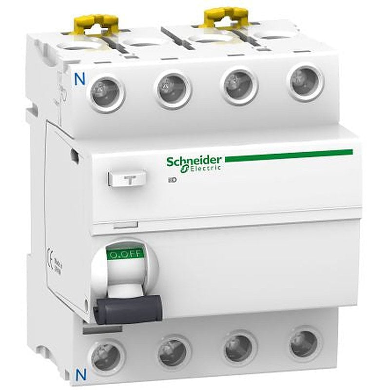 Schneider Electric Acti9 iID Series Residual Current Circuit Breaker, 40A, 4-Pole, 300 mA, Type AC, 40 A