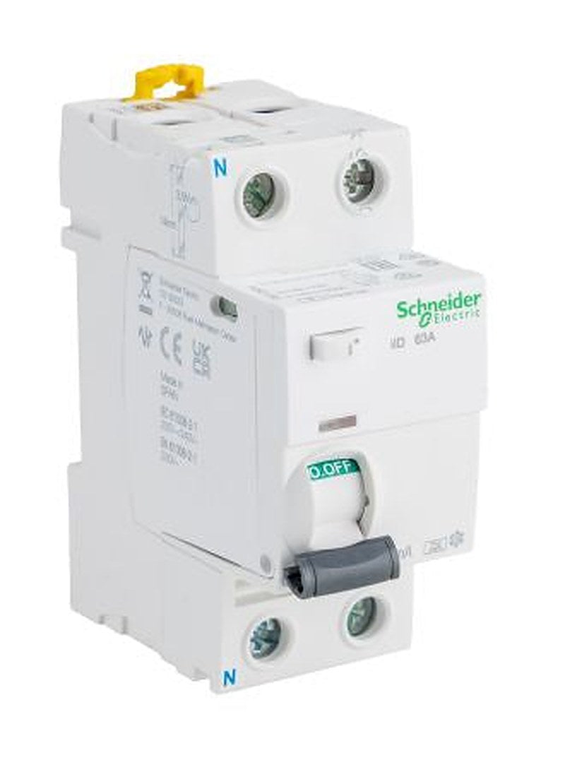 Schneider Electric IID Series Residual Current Circuit Breaker, 63A, 2-Pole, 30 mA, Type A, 1500 A 240V ac
