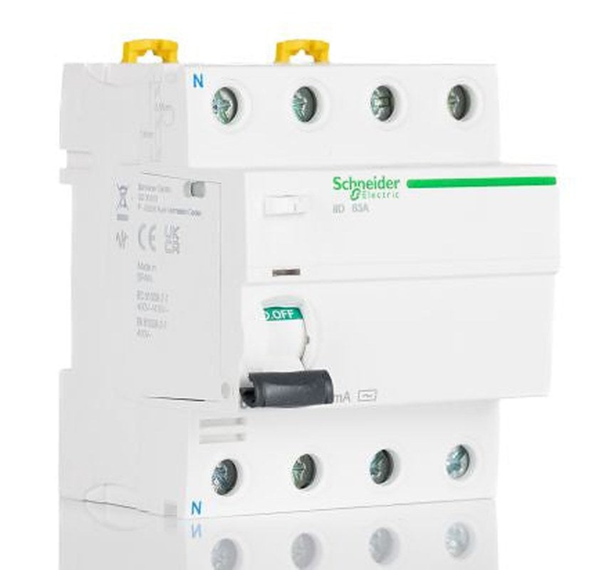 Schneider Electric IID Series Residual Current Circuit Breaker, 63A, 4-Pole, 30 mA, Type AC, 1500 A 415V ac