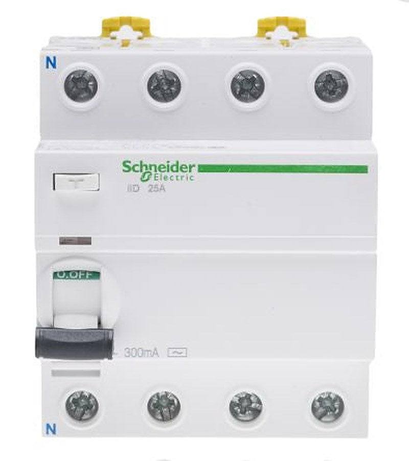 Schneider Electric IID Series Residual Current Circuit Breaker, 25A, 4-Pole, 300 mA, Type AC, 1500 A 415V ac
