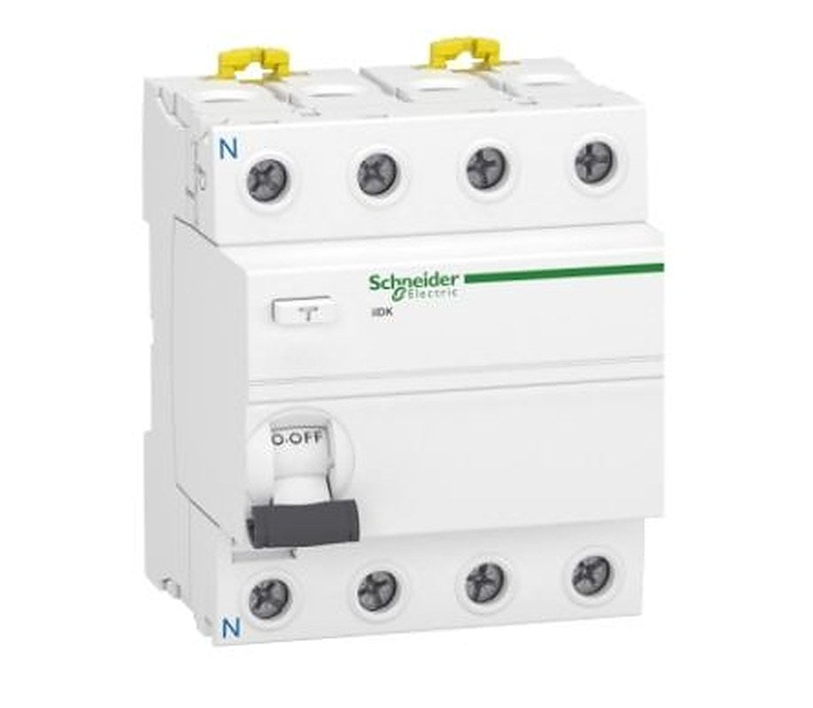Schneider Electric Acti9 iIDK Series Residual Current Circuit Breaker, 25A, 4-Pole, 30 mA, Type AC, 500 A 240V ac