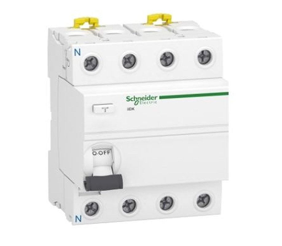 Schneider Electric Acti9 iDT40 Series Residual Current Circuit Breaker, 25A, 4-Pole, 300 mA, Type AC, 4500 A