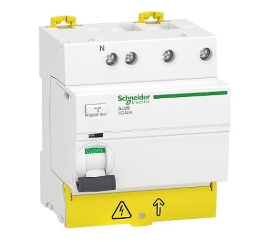 Schneider Electric Acti9 iIG40K Series Residual Current Circuit Breaker, 25A, 3+N-Pole, 30 mA, Type AC, 500 A 230V ac
