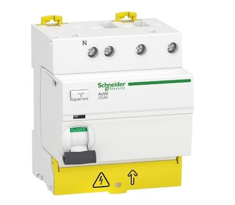 Schneider Electric Acti9 iIG40 Series Residual Current Circuit Breaker, 63A, 3+N-Pole, 300 mA, Type AC, 500 A 230V ac