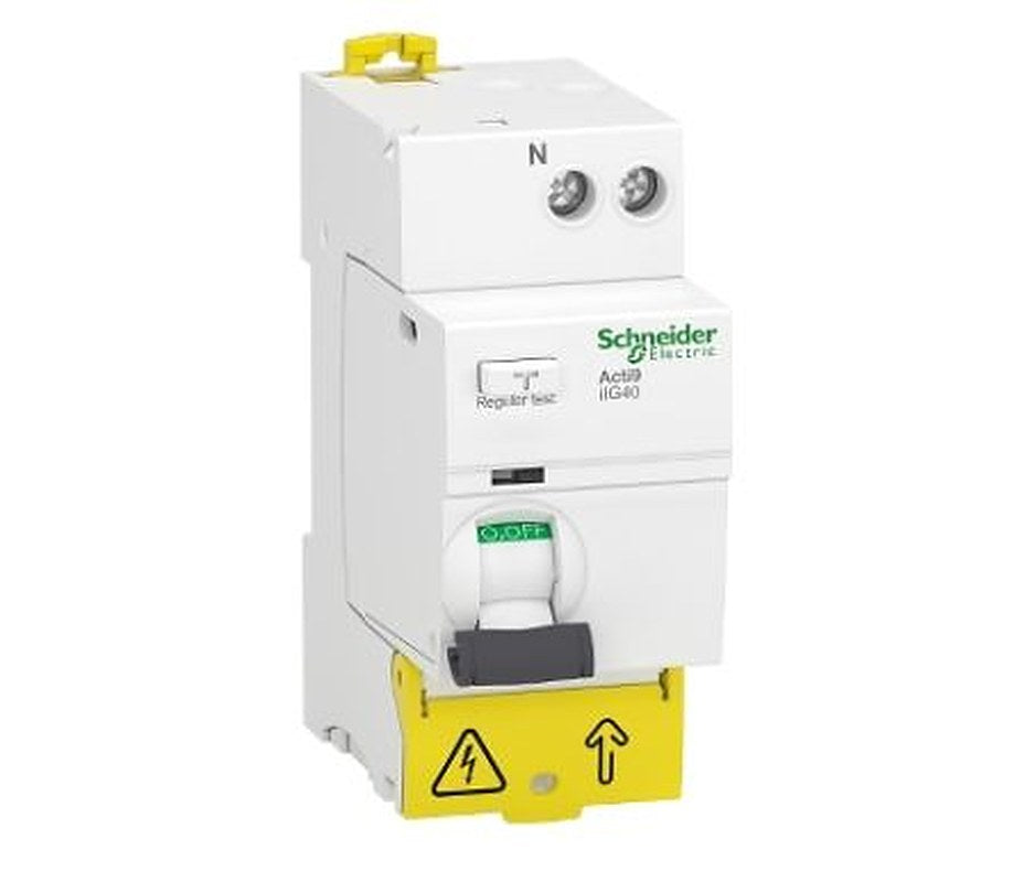 Schneider Electric Acti9 iIG40 Series Residual Current Circuit Breaker, 63A, 1-Pole, 30 mA, Type AC, 500 A 230V ac