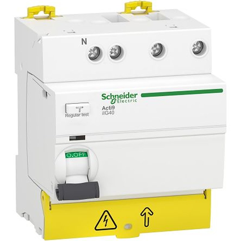 Schneider Electric Acti9 iIG40 Series Residual Current Circuit Breaker, 40A, 3-Pole, 30 mA, Type A, 1500 A