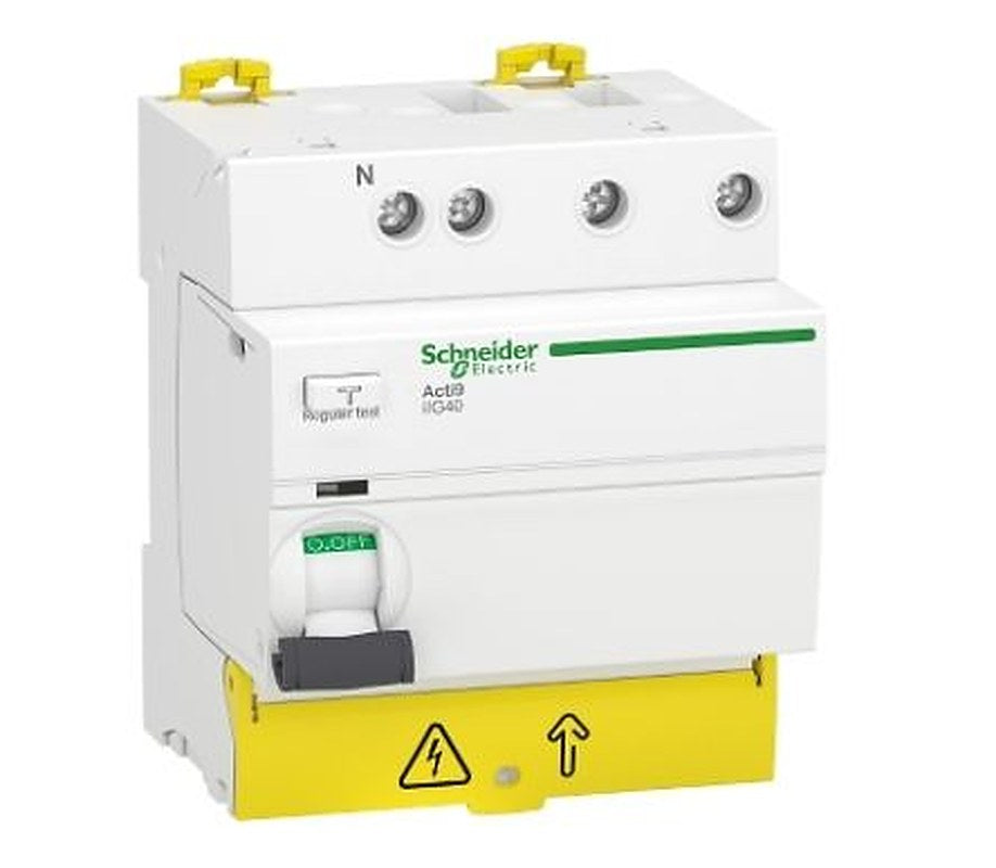 Schneider Electric Acti9 iIG40 Series Residual Current Circuit Breaker, 63A, 3+N-Pole, 300 mA, Type AC, 500 A 230V ac