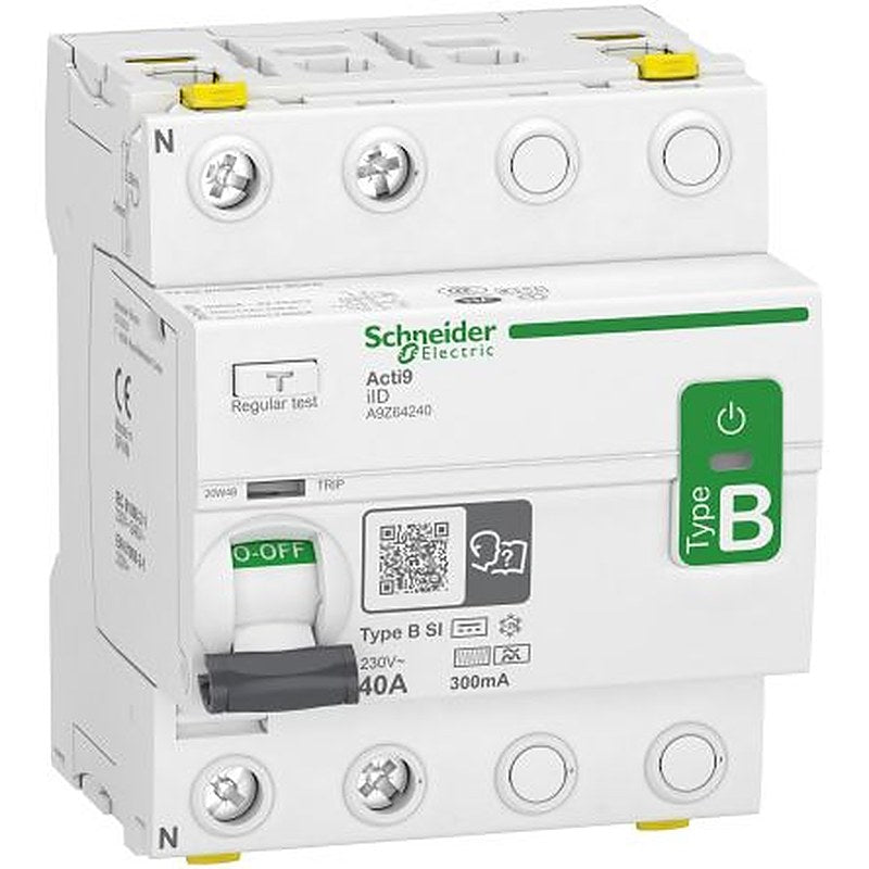 Schneider Electric Acti9 iID Series Residual Current Circuit Breaker, 40A, 2-Pole, 300 mA, Type B-SI, 10 kA 230V ac