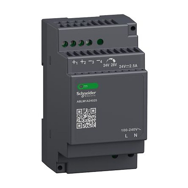 Schneider Electric ABLM1A Regulated Switch Mode DIN Rail Power Supply 240V ac AC Input 24V dc, 2.5 A Output DC 60 W