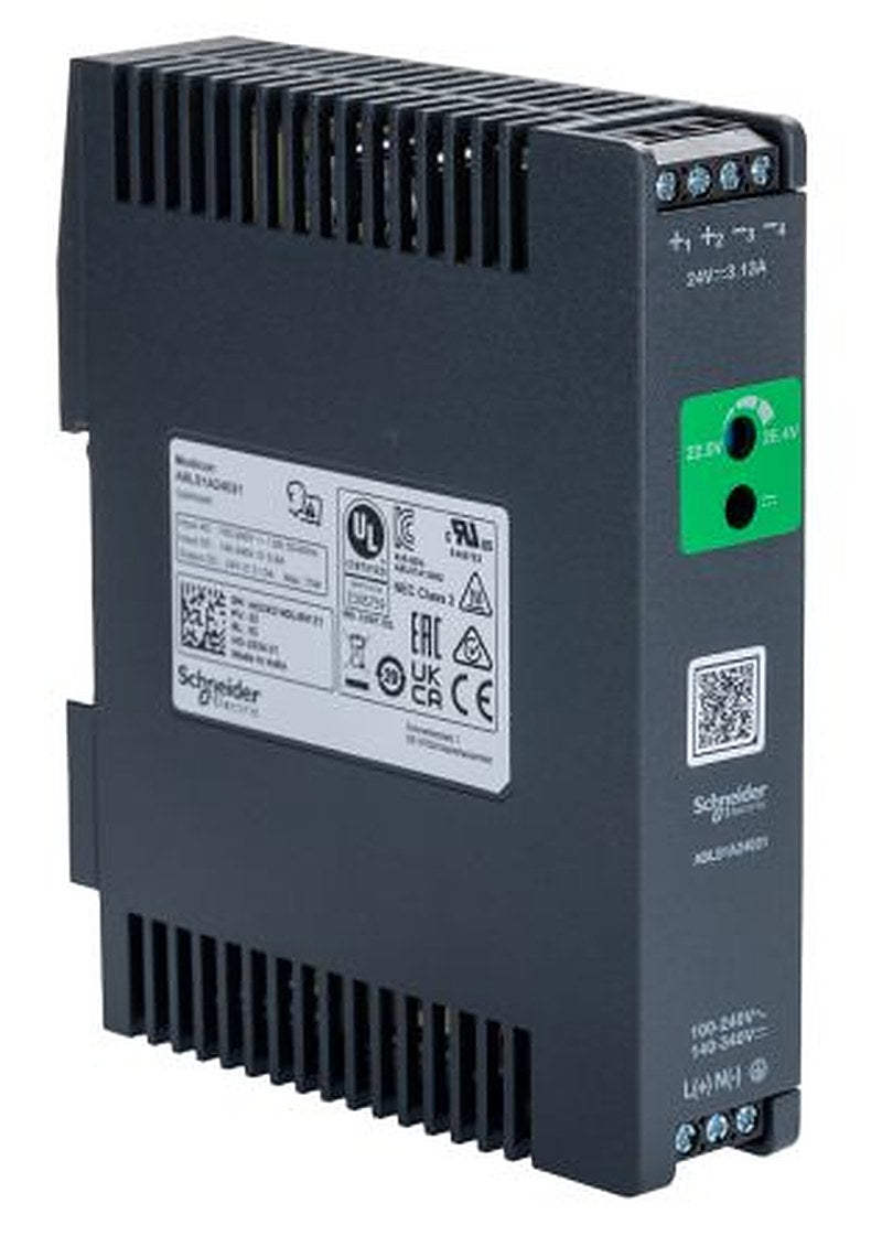 Schneider Electric Modicon ABL Regulated Switch Mode DIN Rail Power Supply 340V ac/dc AC/DC Input 24V dc, 3.13 A Output