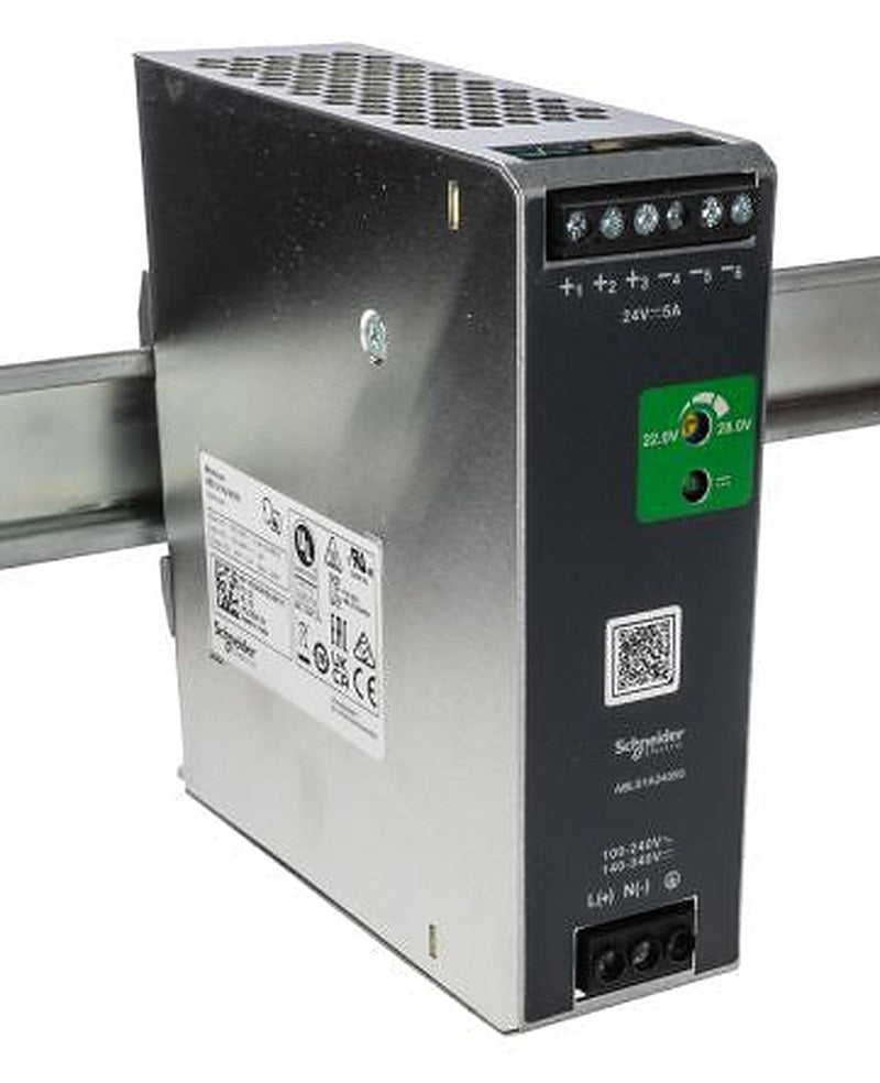 Schneider Electric Modicon ABL Regulated Switch Mode DIN Rail Power Supply 375 V dc, 264V ac AC/DC Input 24V dc, 5 A