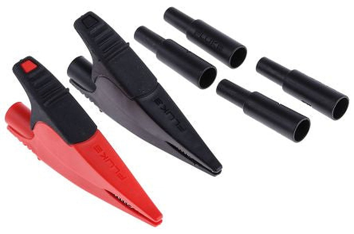 Fluke Crocodile Clip, Nickel Plated Steel Contact, Black, Red, 10A Insulated