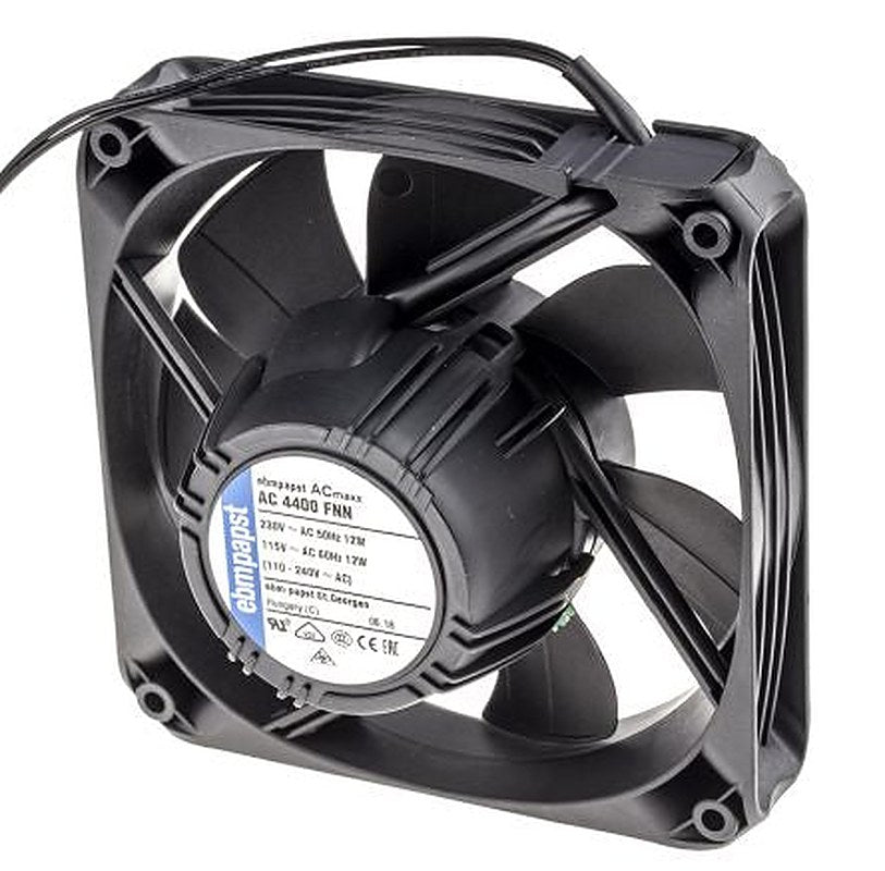 ebm-papst AC 4400 FN Series Axial Fan, 265V ac, 85 V ac, 205 m³/h, 12 W 119 mm, 119mm, 25.4 mm