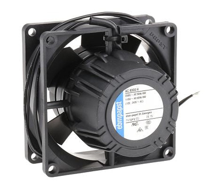 ebm-papst AC 8300 Series Axial Fan, 265V ac, 85 V ac, 80 m³/h, 8.3 W, 70 mA Max 80 mm, 32mm, 80 mm