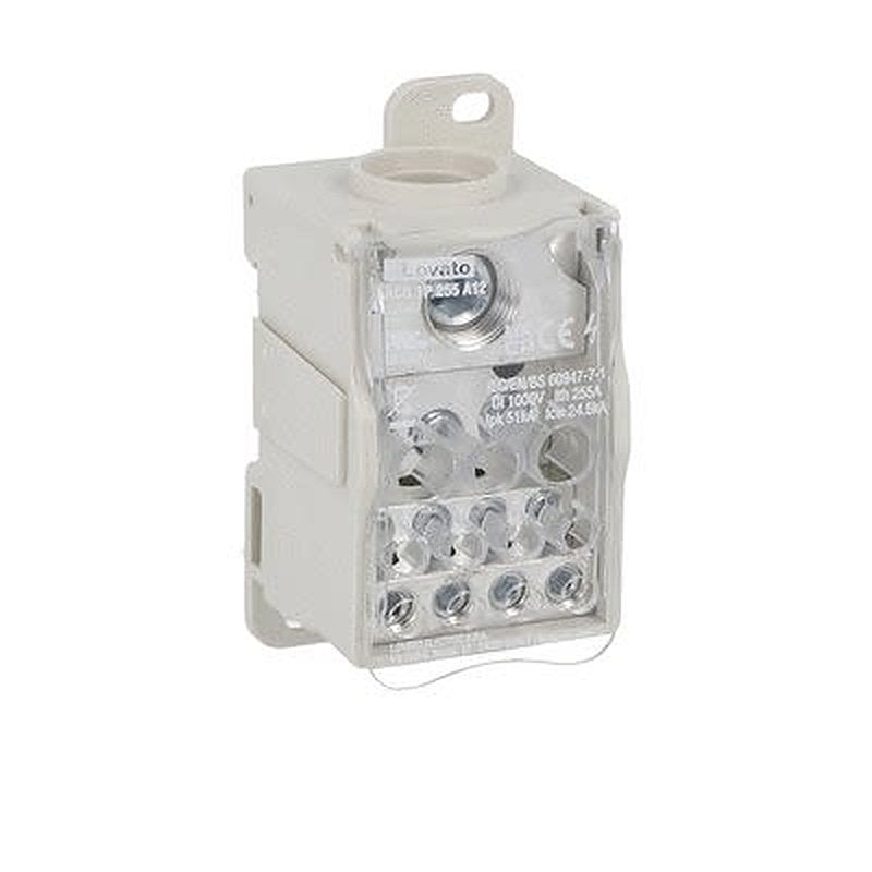 Lovato Distribution Block, 12 Way, 1000V, 255A, Light Grey