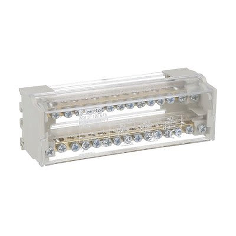 Lovato Distribution Block, 15 Way, 500V, 100A, Light Grey