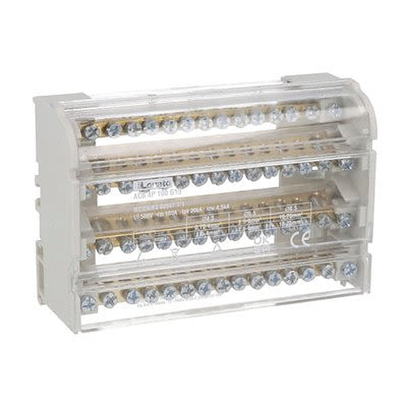 Lovato Distribution Block, 15 Way, 1000V ac/dc, 100A, Clear