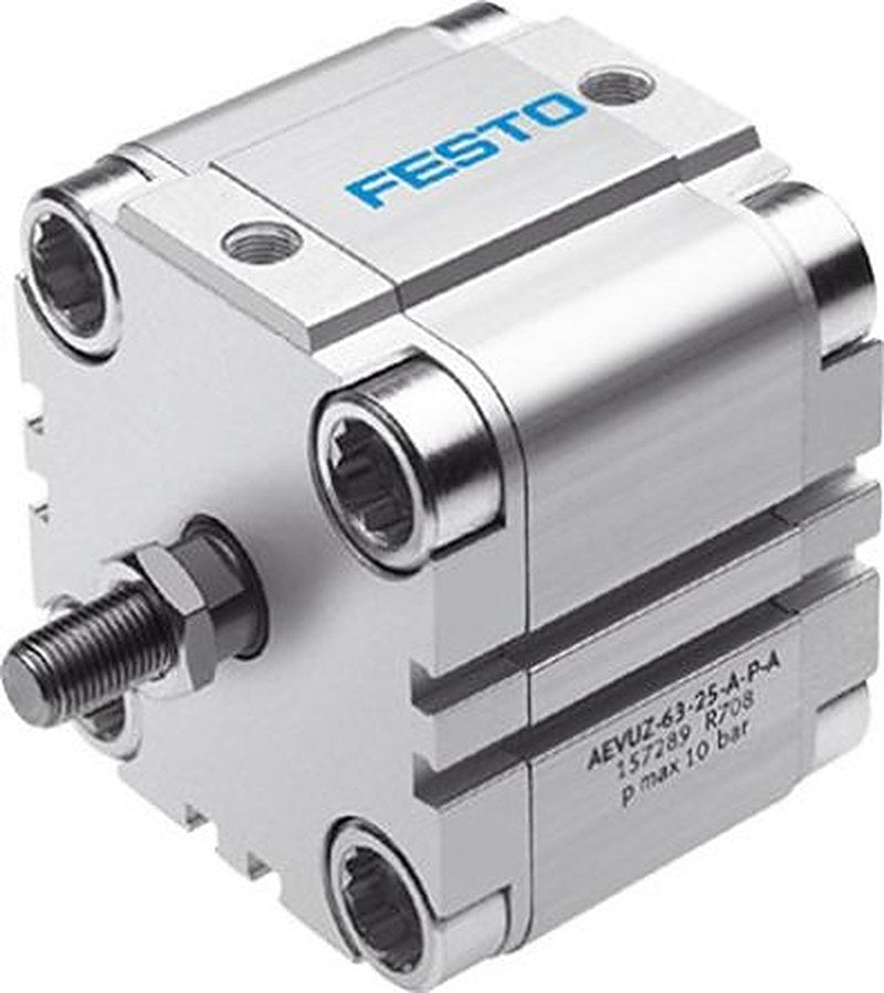 Festo Pneumatic Compact Cylinder - 157294 100 mm Bore, 10 mm AEVUZ-100-10-A-P-A Series, Single Acting Acting