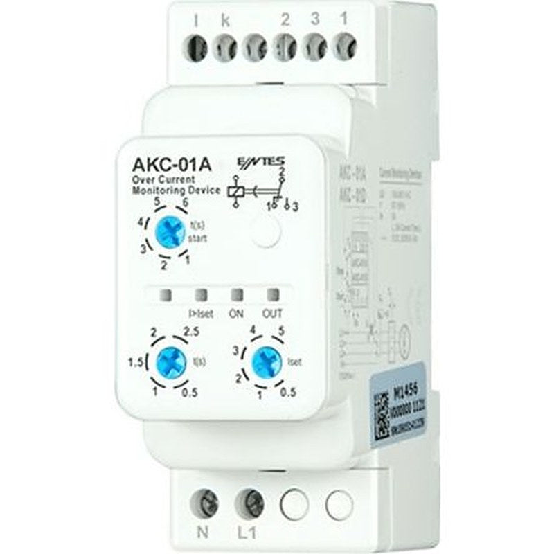 ENTES Current Monitoring Relay, 1 Phase, 1 CO Relay Output, DIN Rail, 0.5A to 60A, 230V ac