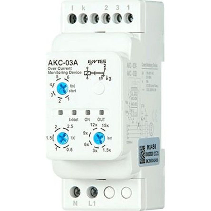 ENTES Current Monitoring Relay, 1 Phase, 1 CO, DIN Rail, 0.5A to 60A, 230V ac