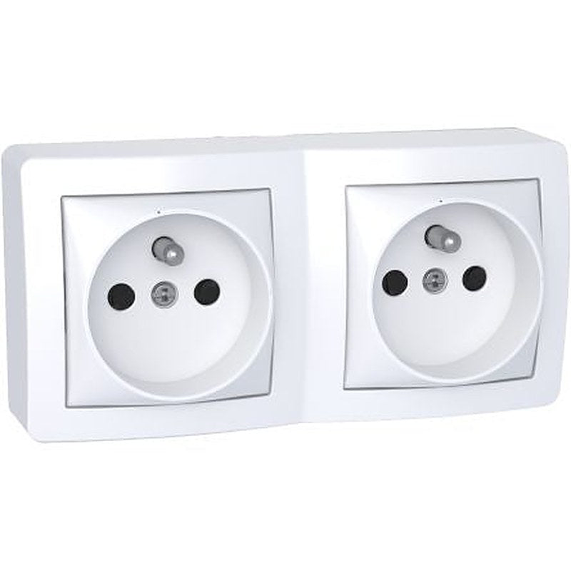 Schneider Electric Alréa White 2 Gang Plug Socket, 16A Indoor, French 2P