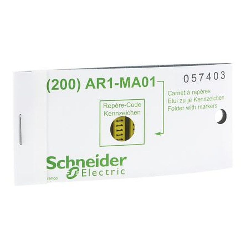 Schneider Electric AR1M Clip-On Cable Marker, Yellow, Pre-printed "Character 1" Yellow, AR1MB011